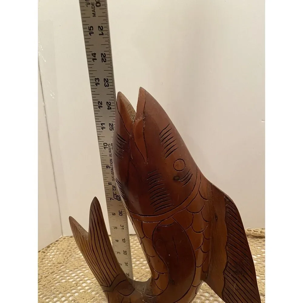 Vintage Hand Carved‎ Wooden Sculptured Fish 13